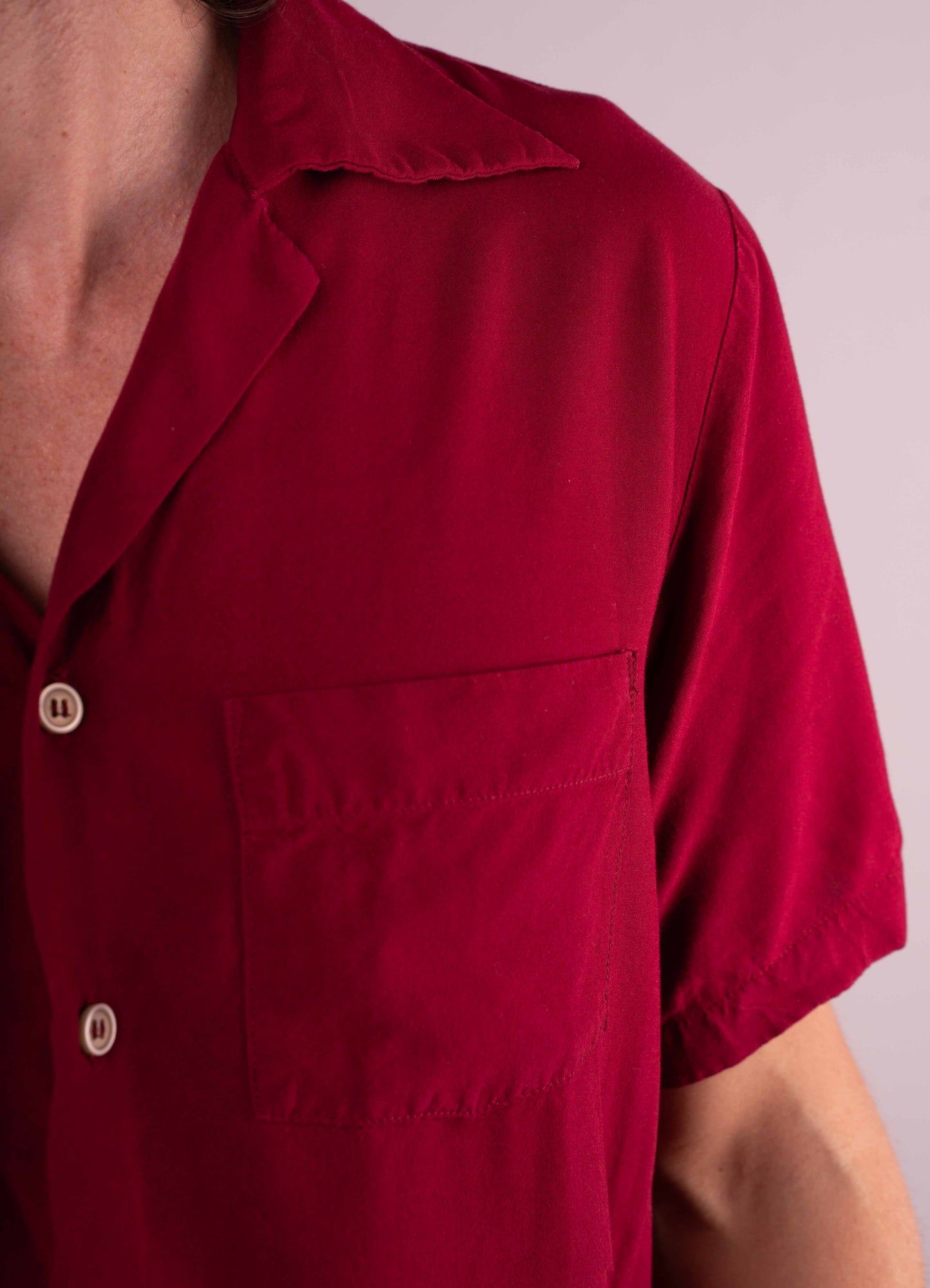 Burgundy 70’s collar short sleeve shirt