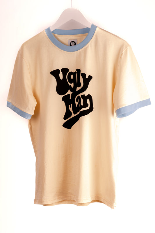 Cream/Light Blue ringer T-shirt