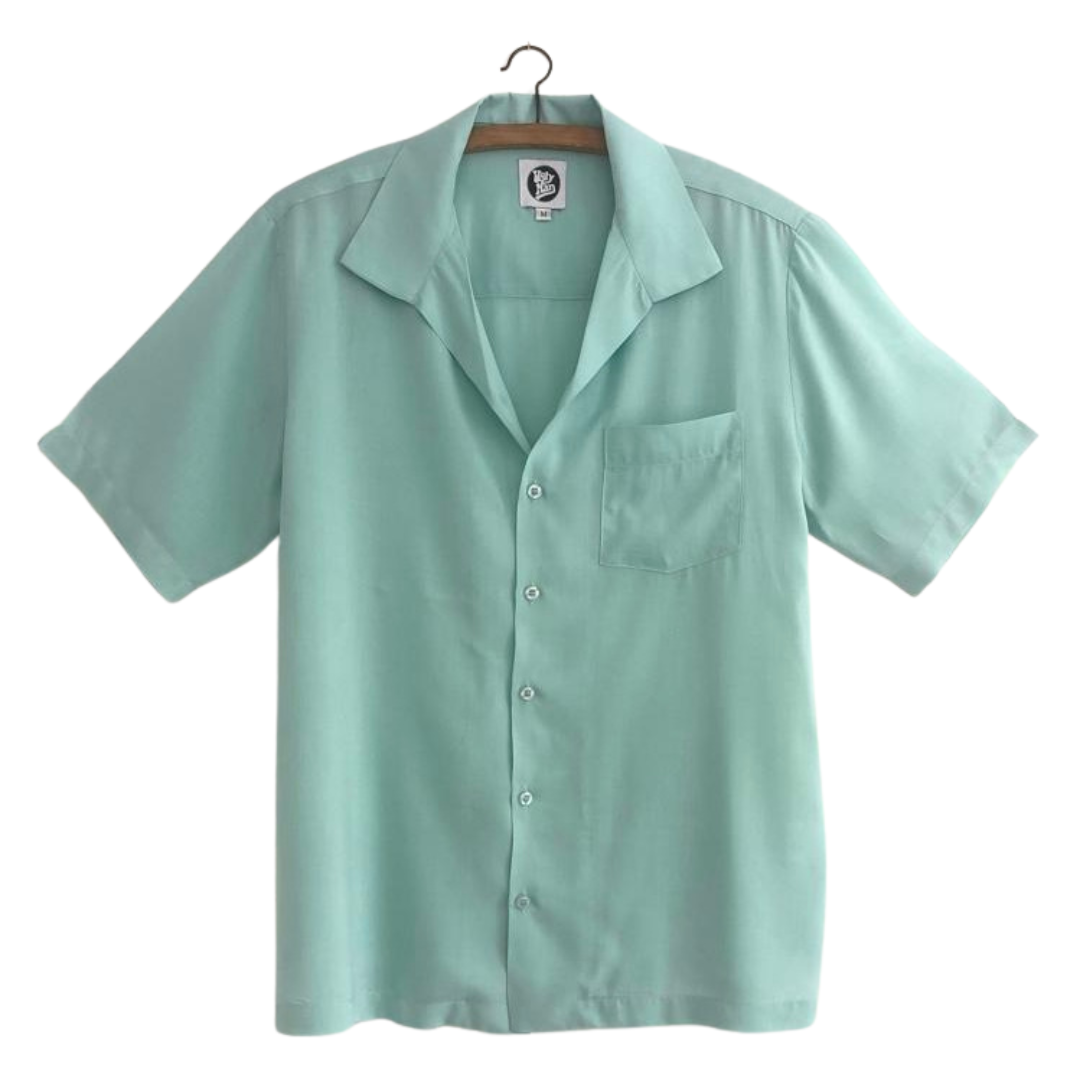 Pastel blue short sleeve cutless collar shirt