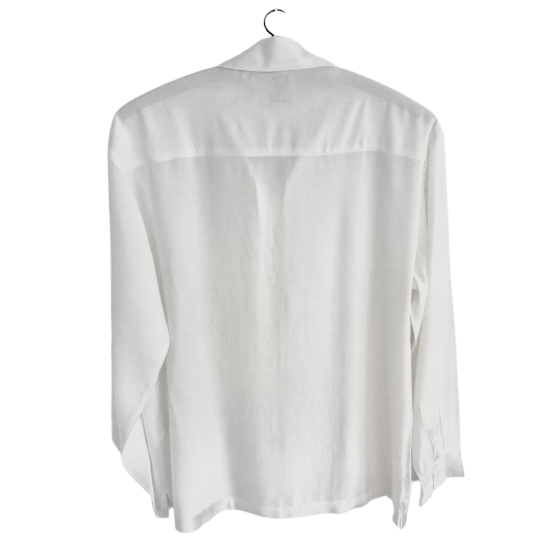 White long sleeve half button shirt